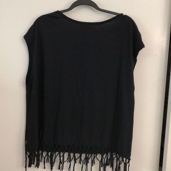 Roxy black fringe t-shirt new with out tag - Picture 4 of 5